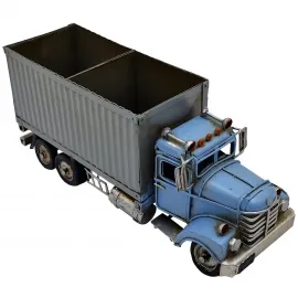 Vintage Mavi Tır Model Metal Kalemlik, Kartvizitlik & Masaüstü Organizer