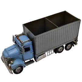 Vintage Mavi Tır Model Metal Kalemlik, Kartvizitlik & Masaüstü Organizer