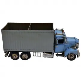 Vintage Mavi Tır Model Metal Kalemlik, Kartvizitlik & Masaüstü Organizer