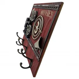 Keystone Film Projektörü Sinema Temalı Dekoratif Ahşap - Metal Askılık