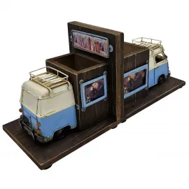 Retro VW Otobüs Tasarımlı Çok Fonksiyonlu Kitap Stoperi, Kalemlik ve Masaüstü Organizer
