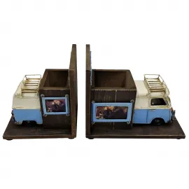 Retro VW Otobüs Tasarımlı Çok Fonksiyonlu Kitap Stoperi, Kalemlik ve Masaüstü Organizer