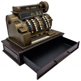 Retro Çekmeceli Yazar Kasa Metal Kumbara - Dekoratif Para Sayma Makinesi
