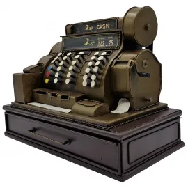 Retro Çekmeceli Yazar Kasa Metal Kumbara - Dekoratif Para Sayma Makinesi