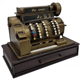 Retro Çekmeceli Yazar Kasa Metal Kumbara - Dekoratif Para Sayma Makinesi