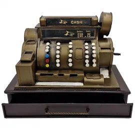 Retro Çekmeceli Yazar Kasa Metal Kumbara - Dekoratif Para Sayma Makinesi