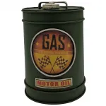 El Yapımı Vintage Yeşil Metal Benzin Varili Dekoratif Kumbara