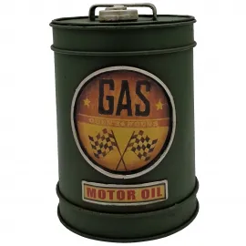 El Yapımı Vintage Yeşil Metal Benzin Varili Dekoratif Kumbara