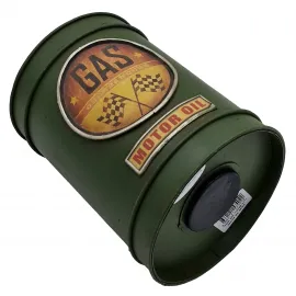 El Yapımı Vintage Yeşil Metal Benzin Varili Dekoratif Kumbara