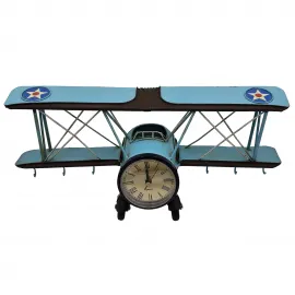 Uçak Duvar Saati ve Askılık - Metal Dekoratif Biblo - Ev Ofis Cafe Dekorasyonu