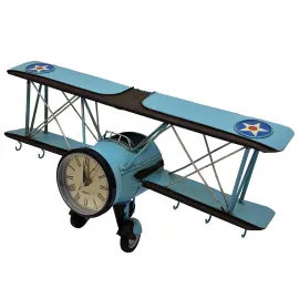 Uçak Duvar Saati ve Askılık - Metal Dekoratif Biblo - Ev Ofis Cafe Dekorasyonu