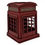 Vintage Kırmızı İngiliz Telefon Kulübesi Metal Kalemlik