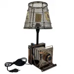 El Yapımı Metal Nostaljik Retro Fotoğraf Makinesi Abajur