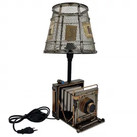El Yapımı Metal Nostaljik Retro Fotoğraf Makinesi Abajur