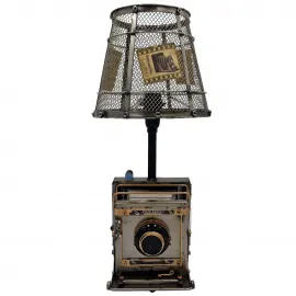El Yapımı Metal Nostaljik Retro Fotoğraf Makinesi Abajur