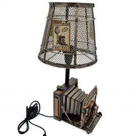 El Yapımı Metal Nostaljik Retro Fotoğraf Makinesi Abajur