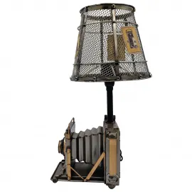 El Yapımı Metal Nostaljik Retro Fotoğraf Makinesi Abajur