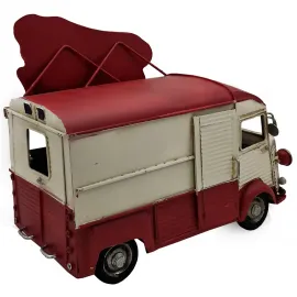 Vintage Metal Hot Dog Büfesi Kamyonet Modeli - Retro Fast Food Temalı Dekoratif Figür