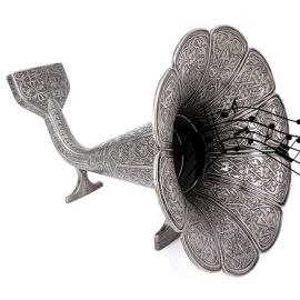 Nostaljik Akustik Cep Gramofonu (Gümüş)