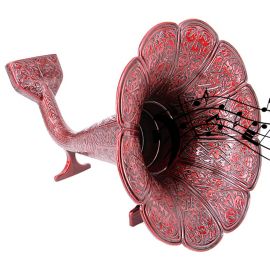 Nostaljik Akustik Cep Gramofonu (Bordo)