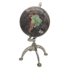 Dekoratif Dünya Yer Küre Paslanmaz Metal Kaideli