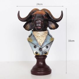 Dekoratif Beyefendi Boğa Büst Heykel