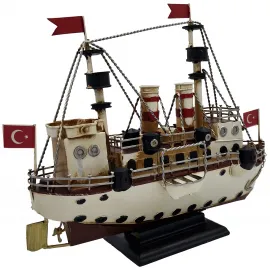 Nostaljik Boğaz Hattı Vapuru: El Yapımı Metal Dekoratif Gemi Modeli
