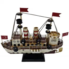 Nostaljik Boğaz Hattı Vapuru: El Yapımı Metal Dekoratif Gemi Modeli