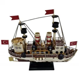 Nostaljik Boğaz Hattı Vapuru: El Yapımı Metal Dekoratif Gemi Modeli