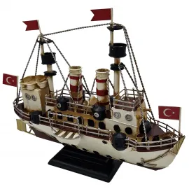 Nostaljik Boğaz Hattı Vapuru: El Yapımı Metal Dekoratif Gemi Modeli