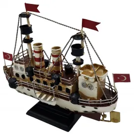 Nostaljik Boğaz Hattı Vapuru: El Yapımı Metal Dekoratif Gemi Modeli