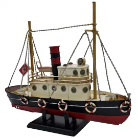 El Yapımı Türk Bayraklı Metal Gemi Modeli Dekoratif Biblo