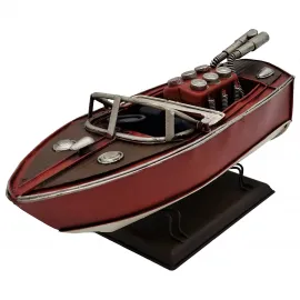 El Yapımı Vintage Metal Yarış Teknesi Modeli Dekoratif Biblo