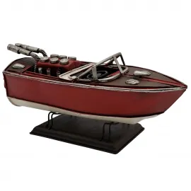 El Yapımı Vintage Metal Yarış Teknesi Modeli Dekoratif Biblo