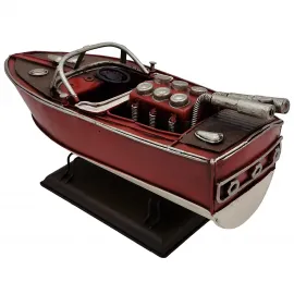 El Yapımı Vintage Metal Yarış Teknesi Modeli Dekoratif Biblo