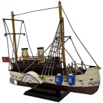 New York Steamship Nostaljik Çarklı Vapur Modeli Dekoratif Metal Biblo