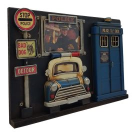 Polis Kulübesi ve Polis Arabası Tasarımlı Fotoğraf Çerçevesi