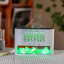 Ultrasonik LED Işıklı Aromaterapi Difüzör Hava Nemlendirici - Himalaya Tuz Taşı
