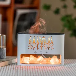 Ultrasonik LED Işıklı Aromaterapi Difüzör Hava Nemlendirici - Himalaya Tuz Taşı