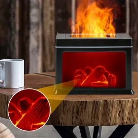 Şömine Alev Ultrasonik Aromaterapi Makinesi Esansiyel Yağ Difüzörü Hava Nemlendirici