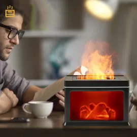 Şömine Alev Ultrasonik Aromaterapi Makinesi Esansiyel Yağ Difüzörü Hava Nemlendirici