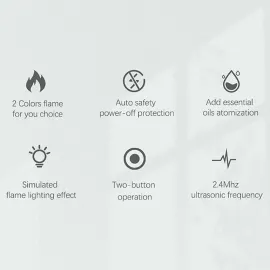 Ultrasonik 3D Alevli Hava Nemlendirici Aromaterapi Difüzör - Uzaktan Kumandalı