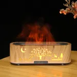 Ultrasonik 3D Alevli Hava Nemlendirici Aromaterapi Difüzör - Uzaktan Kumandalı