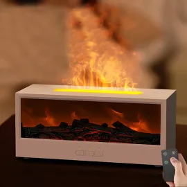 Şömine Alev Efektli Hava Nemlendirici Difüzör - 6 Renk LED Işık ve Aromaterapi