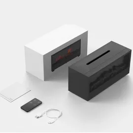 Şömine Alev Efektli Hava Nemlendirici Difüzör - 6 Renk LED Işık ve Aromaterapi