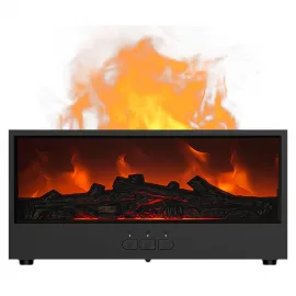 Şömine Alev Efektli Hava Nemlendirici Difüzör - 6 Renk LED Işık ve Aromaterapi