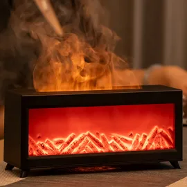 3D Simülasyon Şömine Alev Aromaterapi Makinesi Hava Nemlendirici - Elektrikli - Uzaktan Kumandalı - Gece Lambası