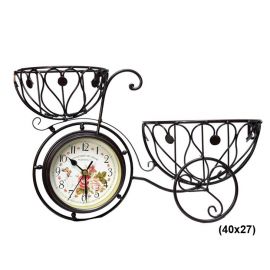 Metal Ferforje Çiçeklik Duvar Saati
