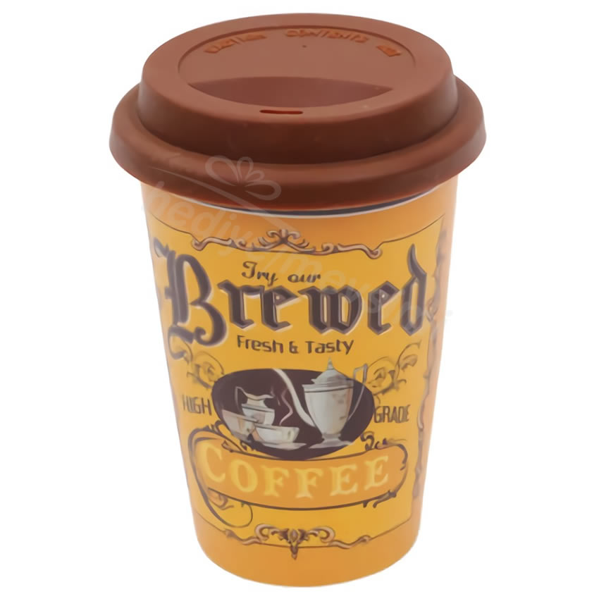 Brewed Coffee Silikon Kapaklı Kupa Bardak