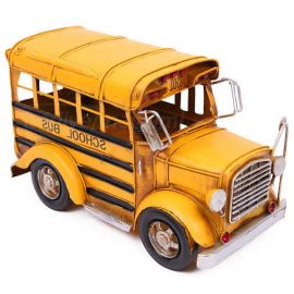 Büyük Boy Okul Otobüsü Tasarımlı Dekoratif Metal Araba